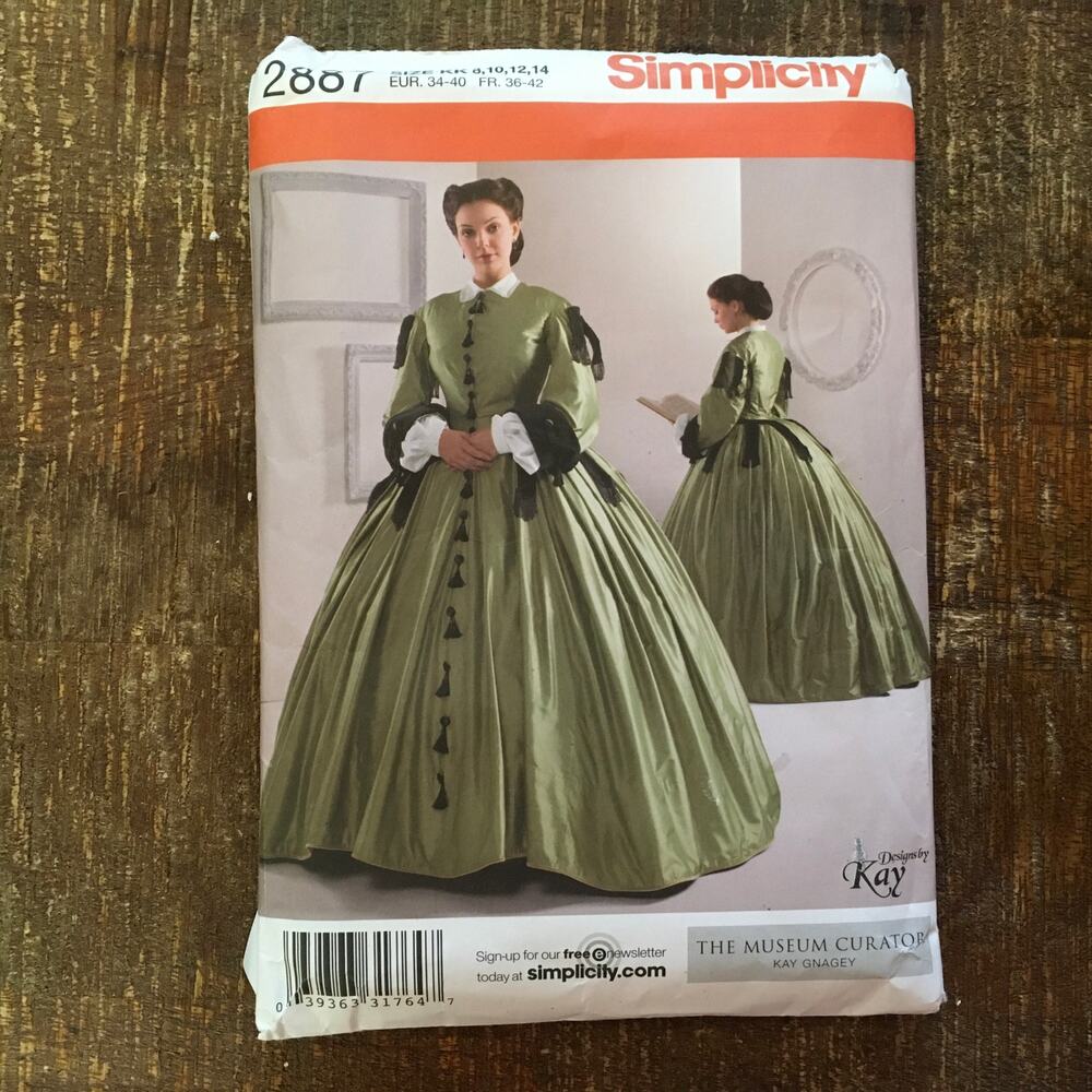 Simplicity Sewing Pattern 2887 1800s Reenactment Civil War Day Dress 8-14 UNCUT